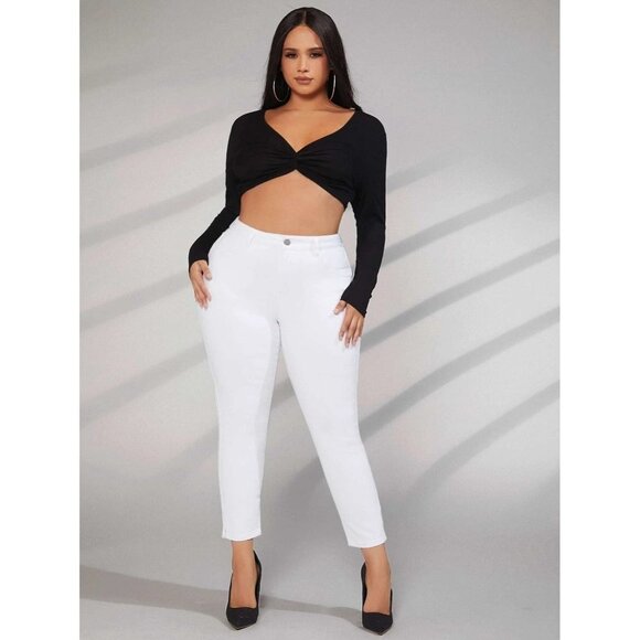 NEW SHEIN Plus High Waist Skinny Jeans Size 1XL Color White - Picture 3 of 8